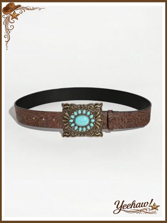 Turquoise Cowgirl Concho Belt Vintage Bohemian Leather main image 4